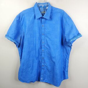 Robert Graham Mens Short Sleeve Classic Fit Linen Cotton Blend Button Down 3XL